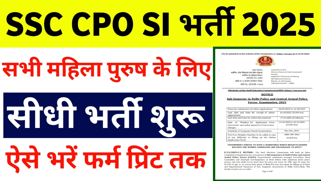 SSC CPO SI Recruitment 2025